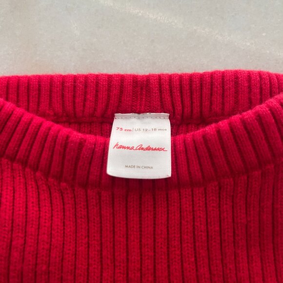 Janie and Jack Festive Red Sweater Dress and Pants Size 12-18 Months. - Picture 6 of 7